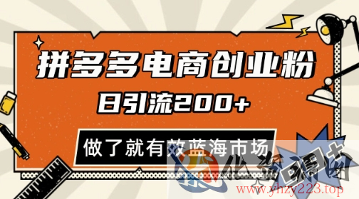 拼多多引流电商创业粉，日引200+，可矩阵放大，做了就有效【揭秘】