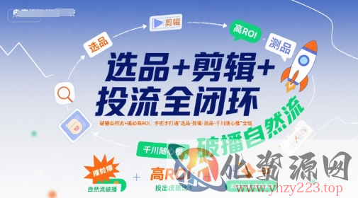 选品+剪辑+投流全闭环，破播自然流+撬动高ROI，手把手打通“选品-剪辑-测品-千川随心推”全链
