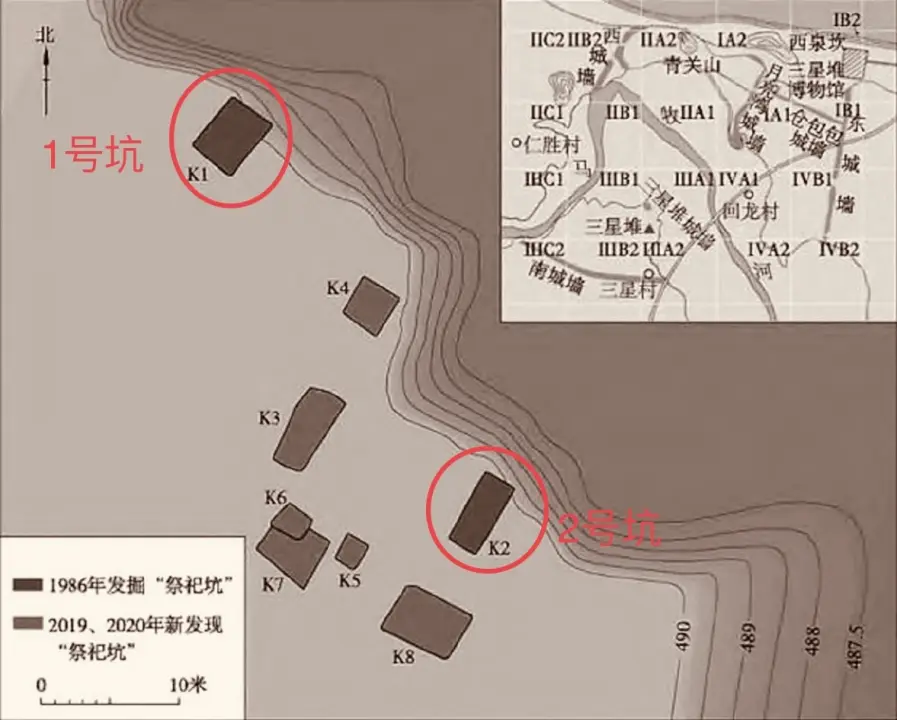 三星堆器物坑平面分布图