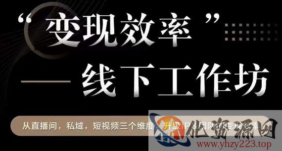 变现效率线下工作坊，从‮播直‬间、私域、‮视短‬频‮个三‬维度，升级IP和团队变现效率