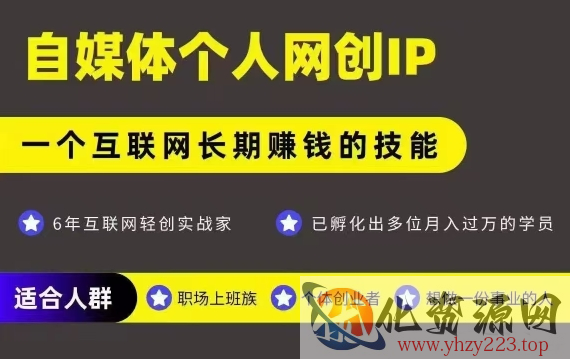 网创类公众号项目，自媒体个人网创IP，强IP强变现，操作一辈子