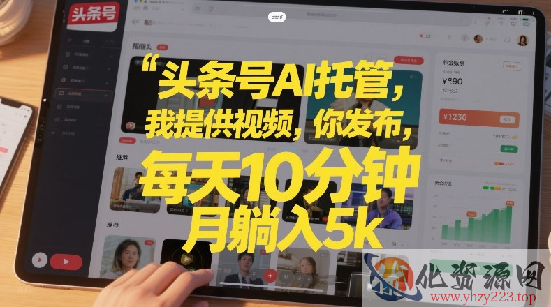 头条号AI托管，我提供视频，你发布，每天10分钟，月躺入5k+【揭秘】