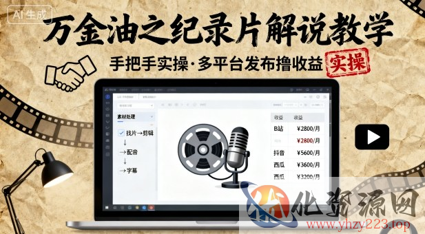 万金油之纪录片解说教学，手把手教你，完全实操，多平台发布撸收益