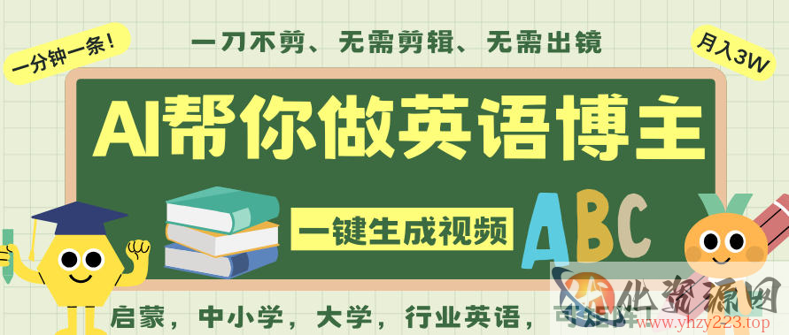 AI一键生成英语单词视频，一刀不剪无需剪辑，吴彦祖都深耕英语赛道了！无需英语基础，全程AI帮你搞定