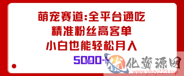 萌宠赛道，全平台通吃，精准粉丝高客单，小白也能轻松月入5k