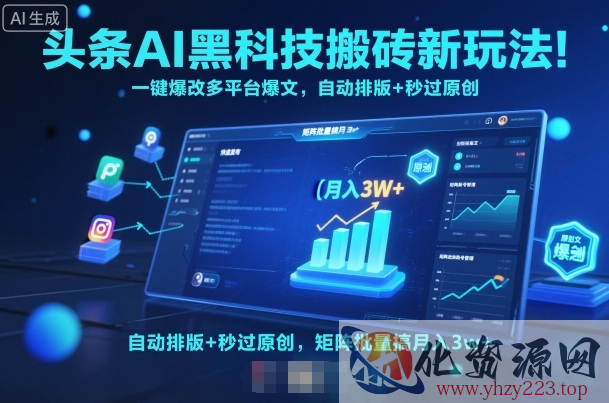 头条AI黑科技搬砖新玩法！一键爆改多平台爆文，自动排版+秒过原创，矩阵批量搞月入3w+【揭秘】