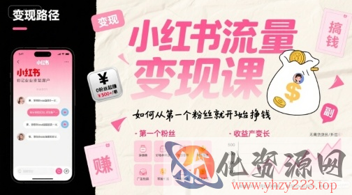 小红书流量变现课，如何从第一个粉丝就开始挣钱