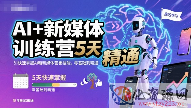 AI+新媒体训练营，5天快速掌握AI和新媒体营销技能，零基础到精通