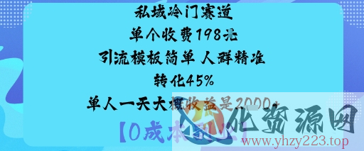 私域冷门赛道:单个收费198米引流模板简单人群精准转化45%单人一天大概收益是1k+
