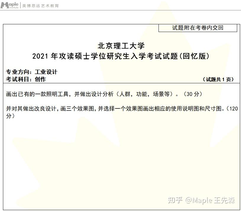 【考研真题】北京理工大学2021年考研工业设计《创作》真题参考 - 知乎