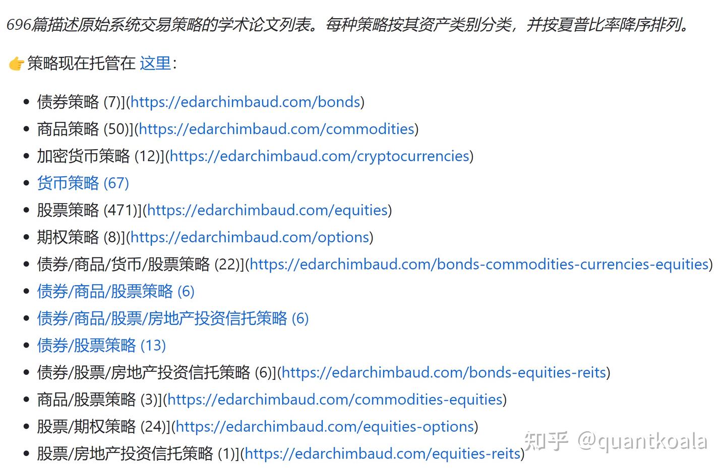 分享一个量化交易神集：696个策略，55本书，97个库... - 知乎