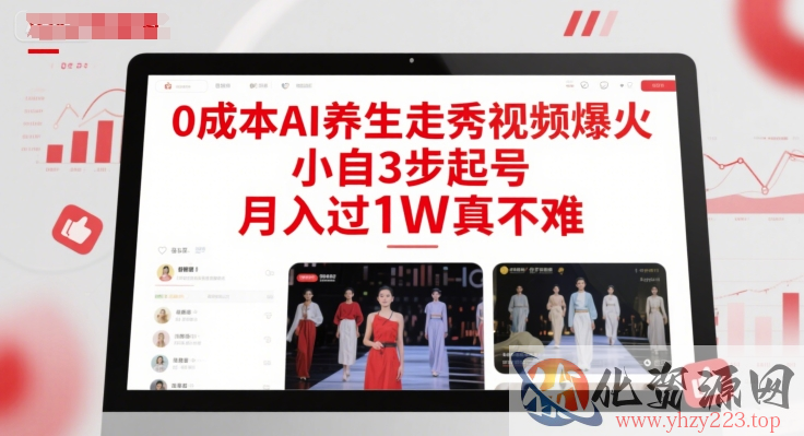 0成本AI养生走秀视频爆火，小自3步起号，月入过1W真不难