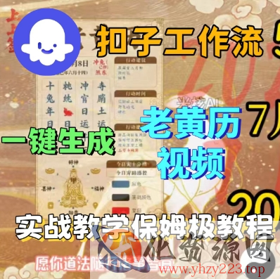 Coze扣子工作流一键生成老黄历短视频，保姆级实战搭建教学