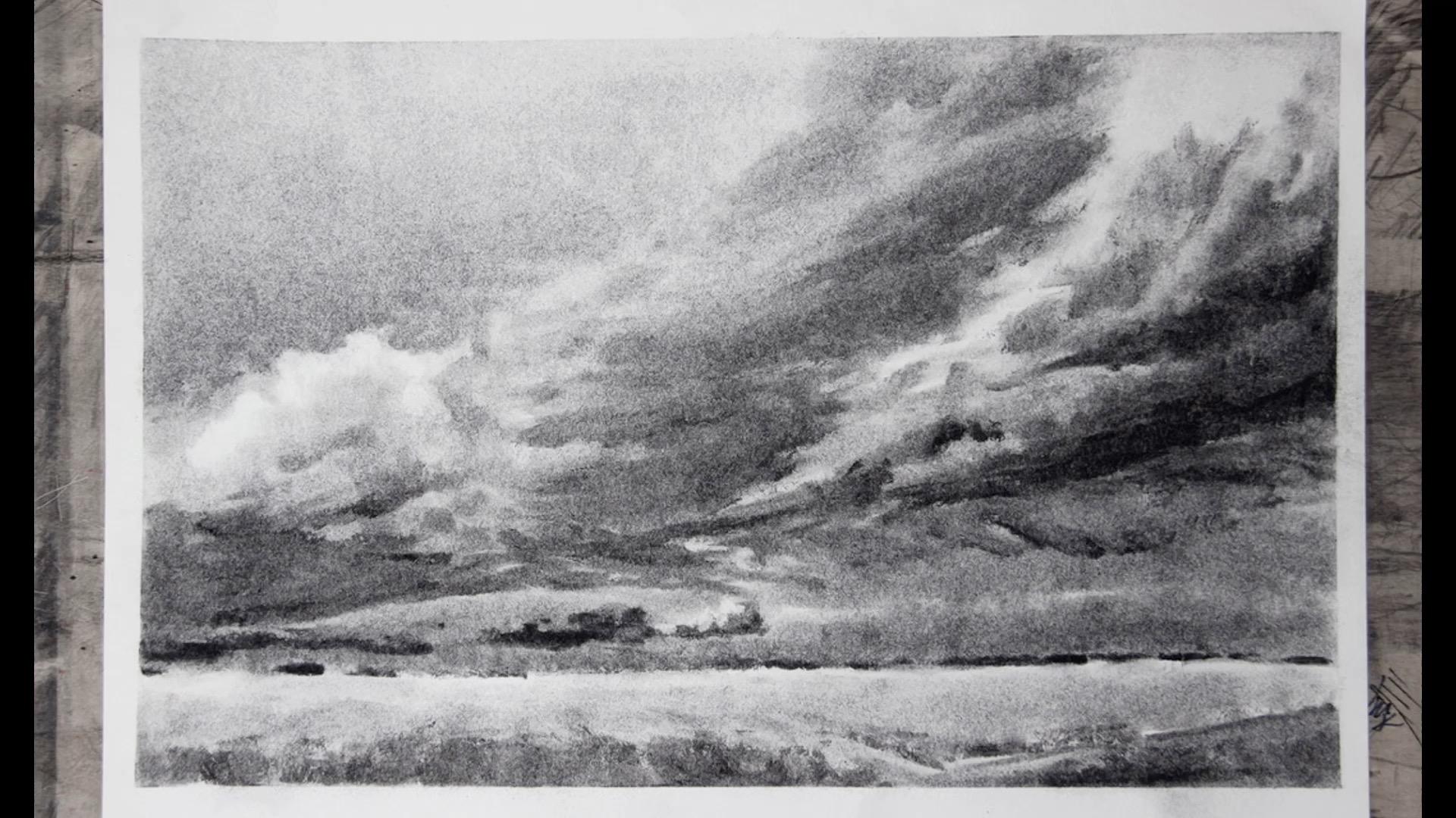 素描风景基础乌云需要有飘逸和厚重感画法