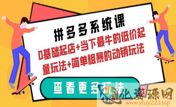 《拼多多系统课》0基础起店+当下最牛的低价起量玩法+简单粗暴的动销玩法_wwz