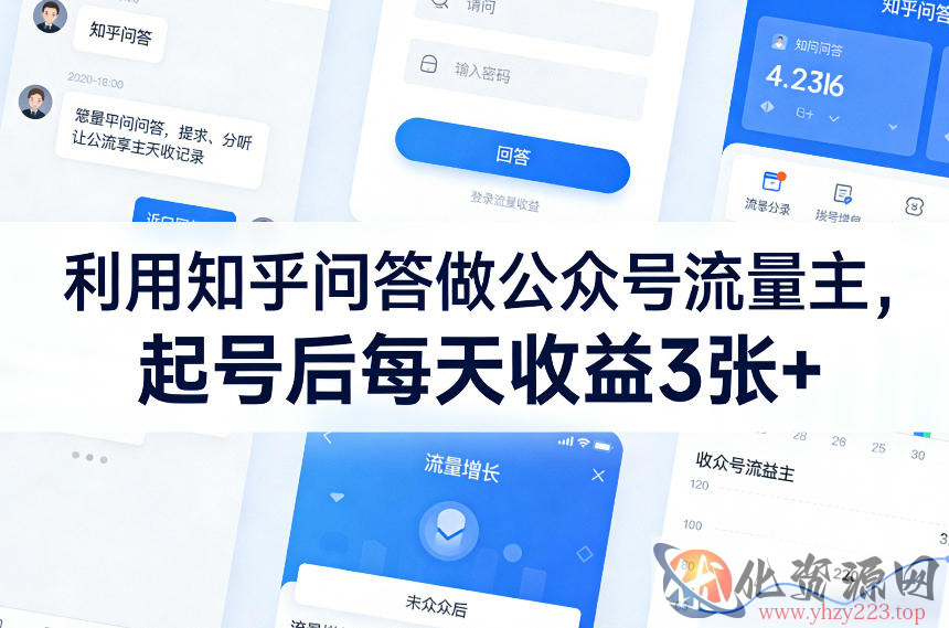 利用知乎问答做公众号流量主，起号后每天收益3张+