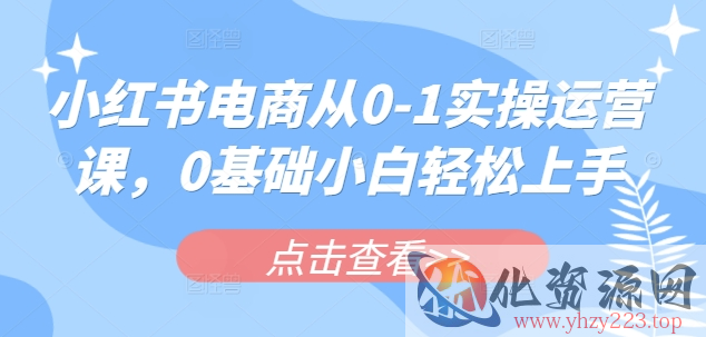 小红书电商从0-1实操运营课，0基础小白轻松上手