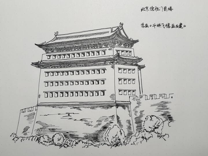 学画古建整体构图四北京德胜门箭楼