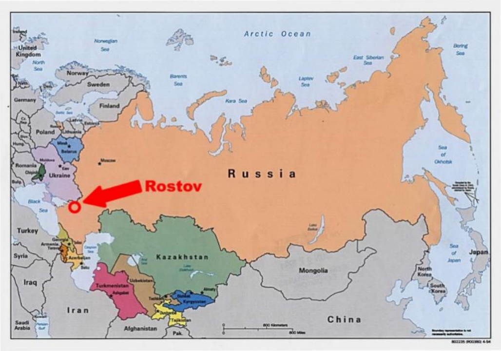 罗斯托夫位于俄罗斯领土的西南部