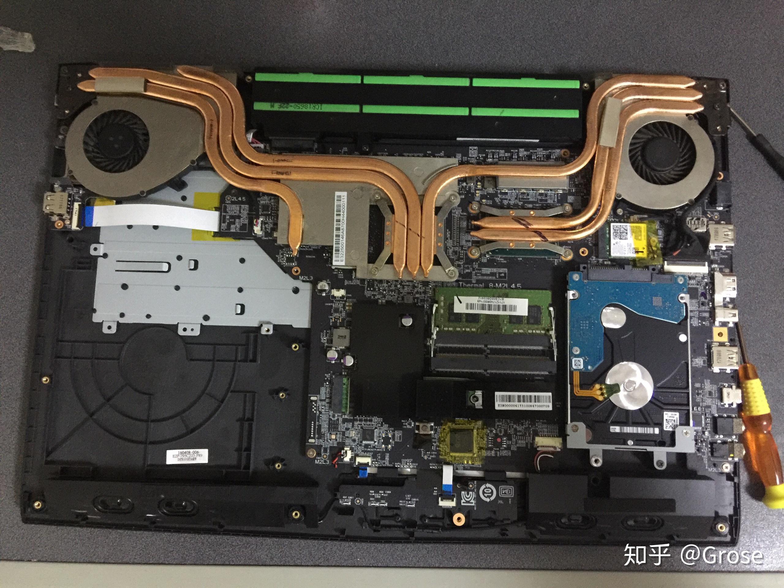 msi笔记本电脑(gp72)拆机换硅脂如果还不能够降温的话,只能改水冷了