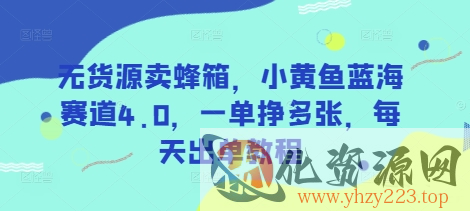 无货源卖蜂箱，小黄鱼蓝海赛道4.0，一单挣多张，每天出单教程