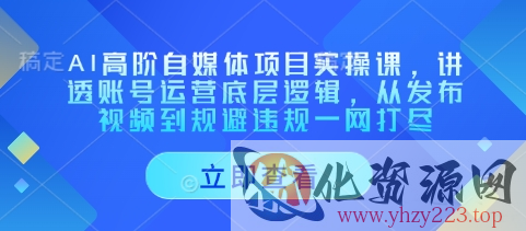 AI高阶自媒体项目实操课，讲透账号运营底层逻辑，从发布视频到规避违规一网打尽