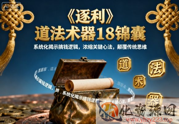 《逐利》道法术器18锦囊，系统化揭示搞钱逻辑，浓缩关键心法，颠覆传统思维