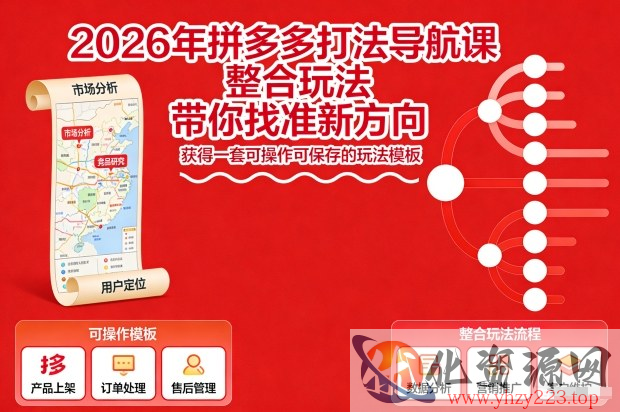 2026年拼多多打法导航课，整合玩法，带你找准新方向，获得一套可操作可保存的玩法模板