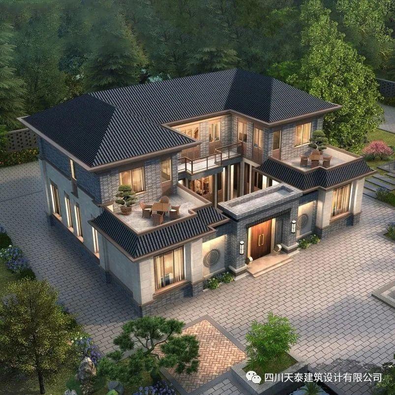 眉山东坡区两层中式三合院别墅设计图纸,乡村自建房改造设计图 - 知乎