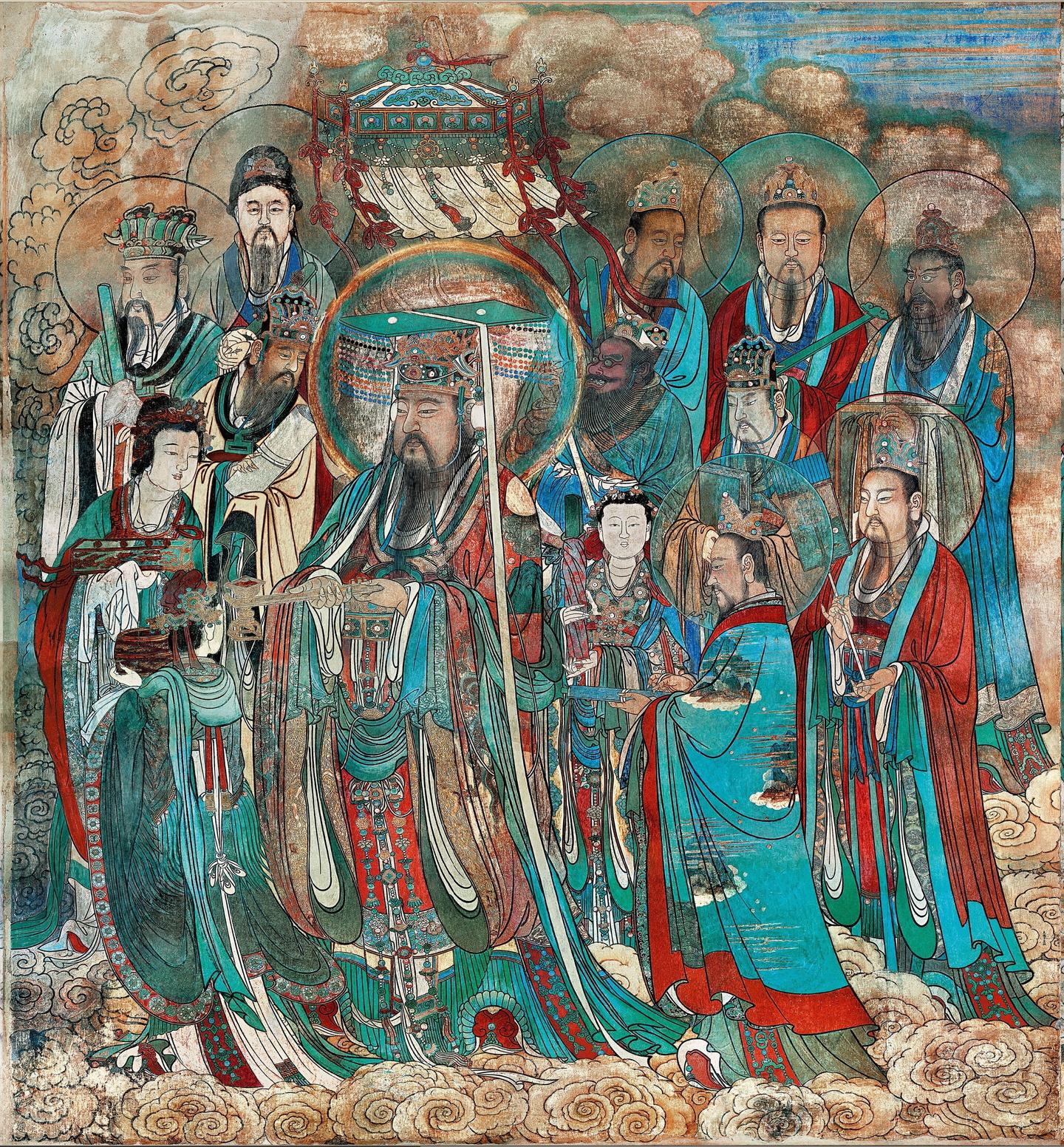 山西永乐宫三清殿-元代壁画《朝元图》:290位神仙,浩荡朝拜道祖,满壁风生星起【整幅分段-高清超大全景图下载】 - 知乎