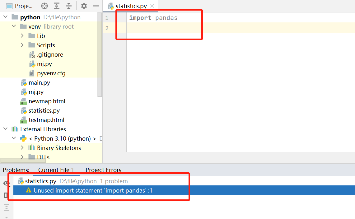 Pycharm unused import statement 