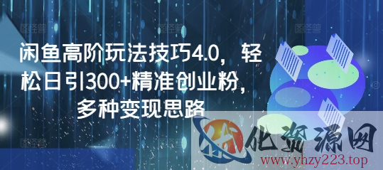 闲鱼高阶玩法技巧4.0，轻松日引300+精准创业粉，多种变现思路