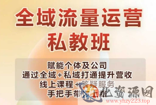 全域流量运营操盘课，赋能个体及公司通过全域+私域打通提升营收