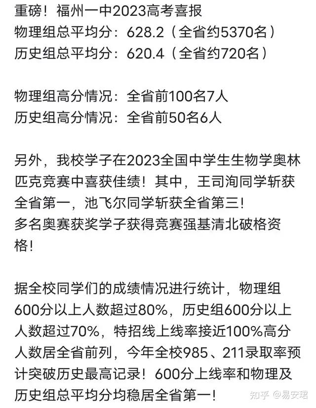 福建省前10强名校2023年高考喜报 - 知乎