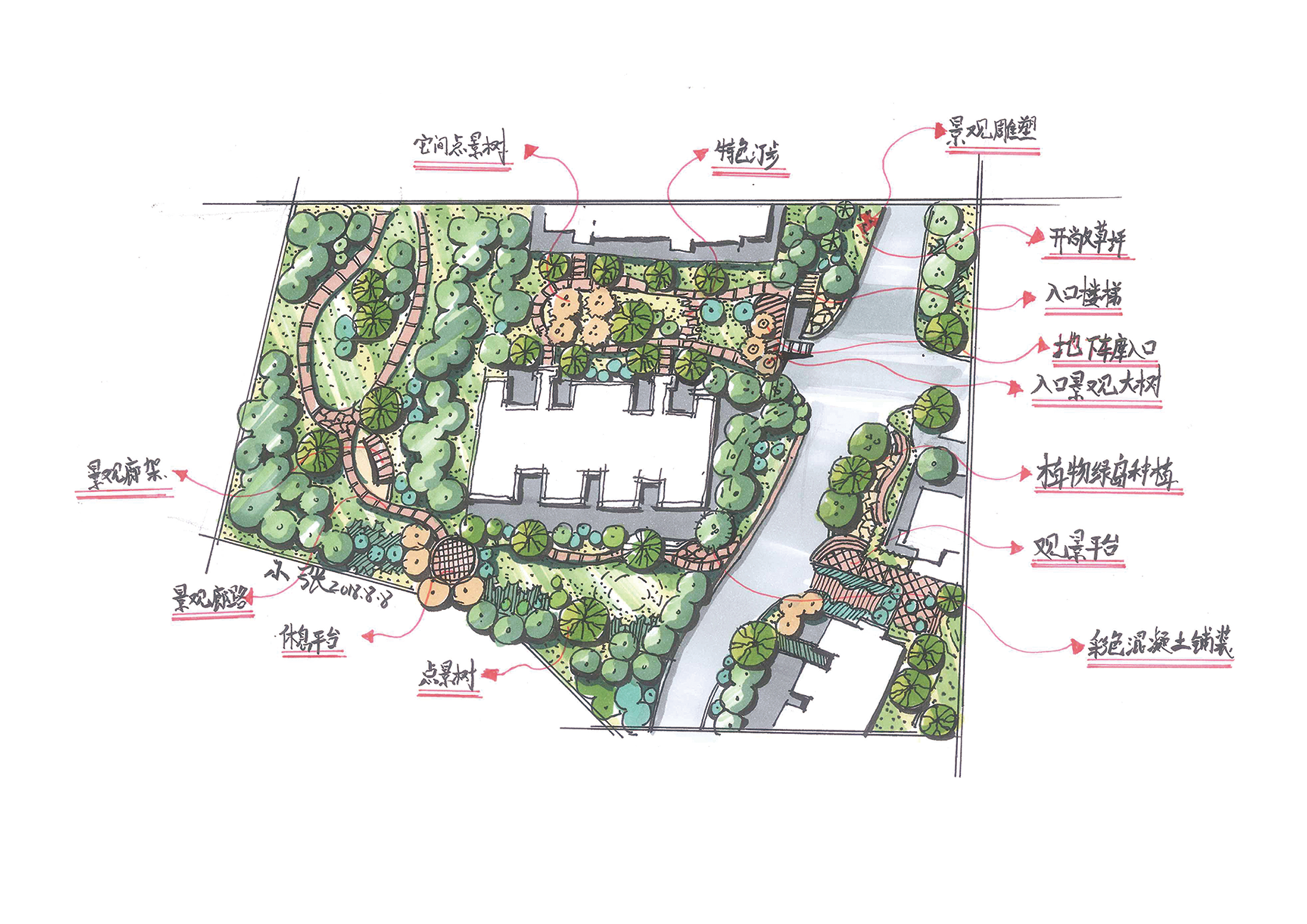 绘制小区平面图手绘图片