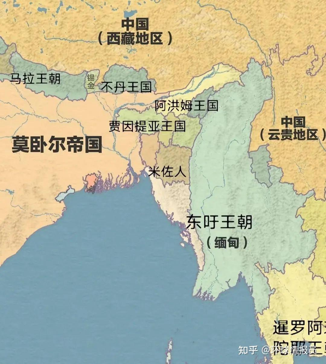 印度东北部由6个邦构成,因阿萨姆邦人口最多,且其余各邦多是1972年从