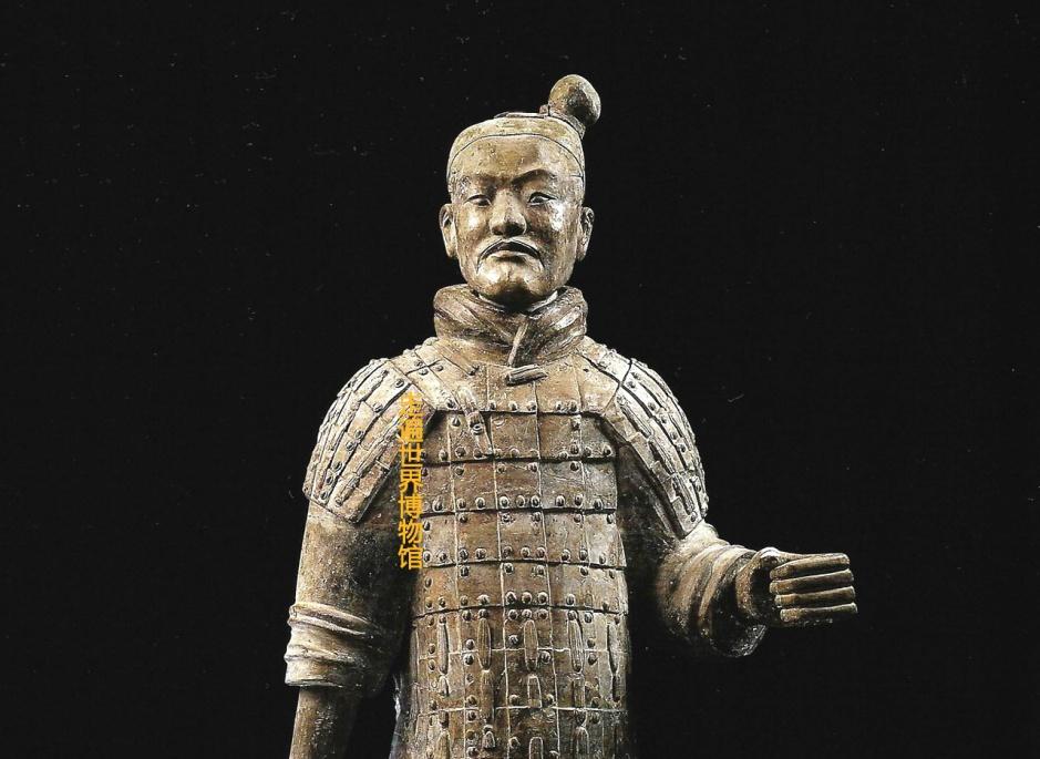 中国 三彩 兵馬俑 人物俑 陶人形 人物像 武人像 C 8846 秦兵马俑