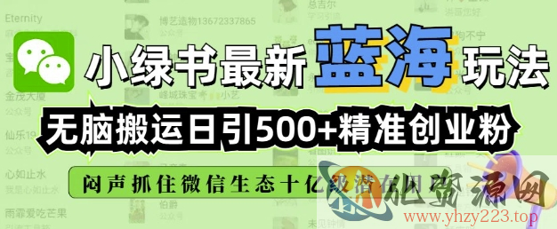 小绿书无脑搬运引流，全自动日引500精准创业粉，微信生态内又一个闷声发财的机会