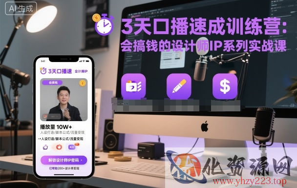 3天口播速成训练营，会搞钱的设计师IP系列实战课