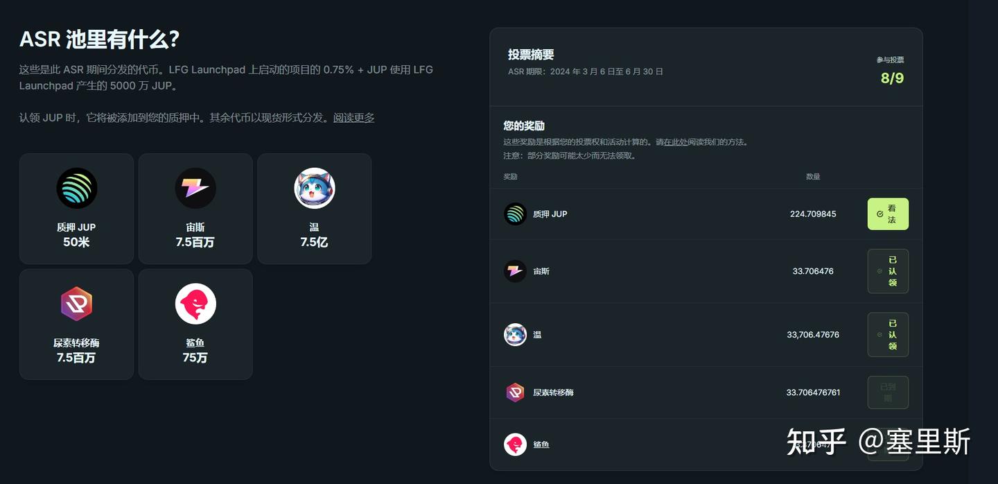 JUP代币质押, 7-9月ASR奖励已到手，收益分析- 知乎