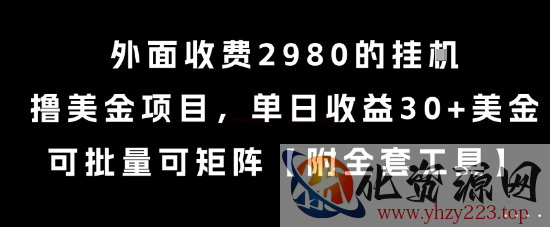 外面收费2980的挂G撸美金项目，单日收益30+美金，可批量可矩阵【揭秘】