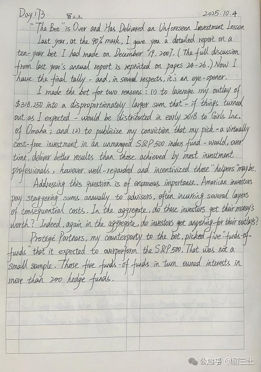 2017年度巴菲特致股东的信（中英文+学习感悟）【7】——百万美元赌局的故事- 知乎