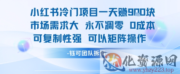 小红书冷门项目一天收益9张，市场需求大，0成本，可复制性强可以矩阵操作