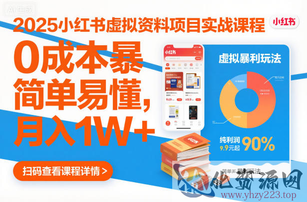 2025小红书虚拟资料项目实战课程，0成本暴利玩法，简单易懂，月入1W+