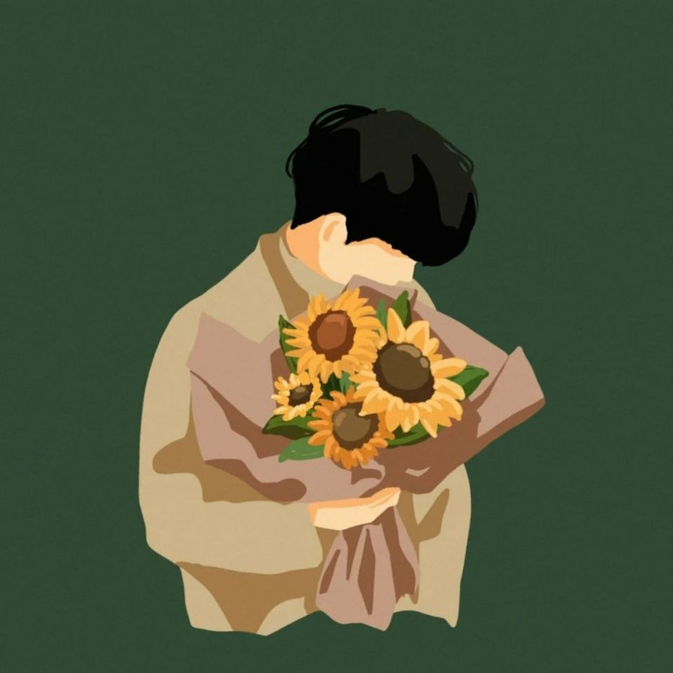 小可爱们有没有手里拿花的人的头像哇歪头谢谢啦类似下图这种的喔