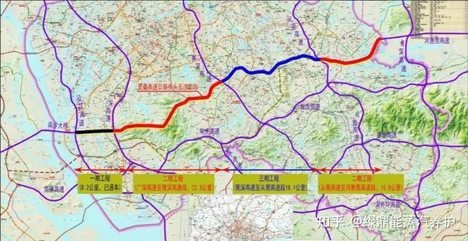 连接从莞深高速,经横沥,东坑,大朗,松山湖,寮步等镇街(园区),终于莞番