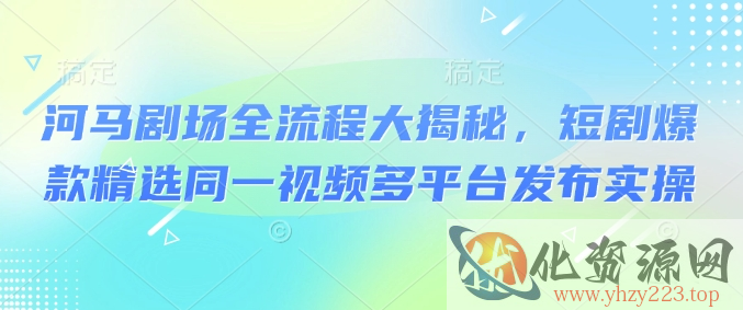 河马剧场全流程大揭秘，短剧爆款精选同一视频多平台发布实操
