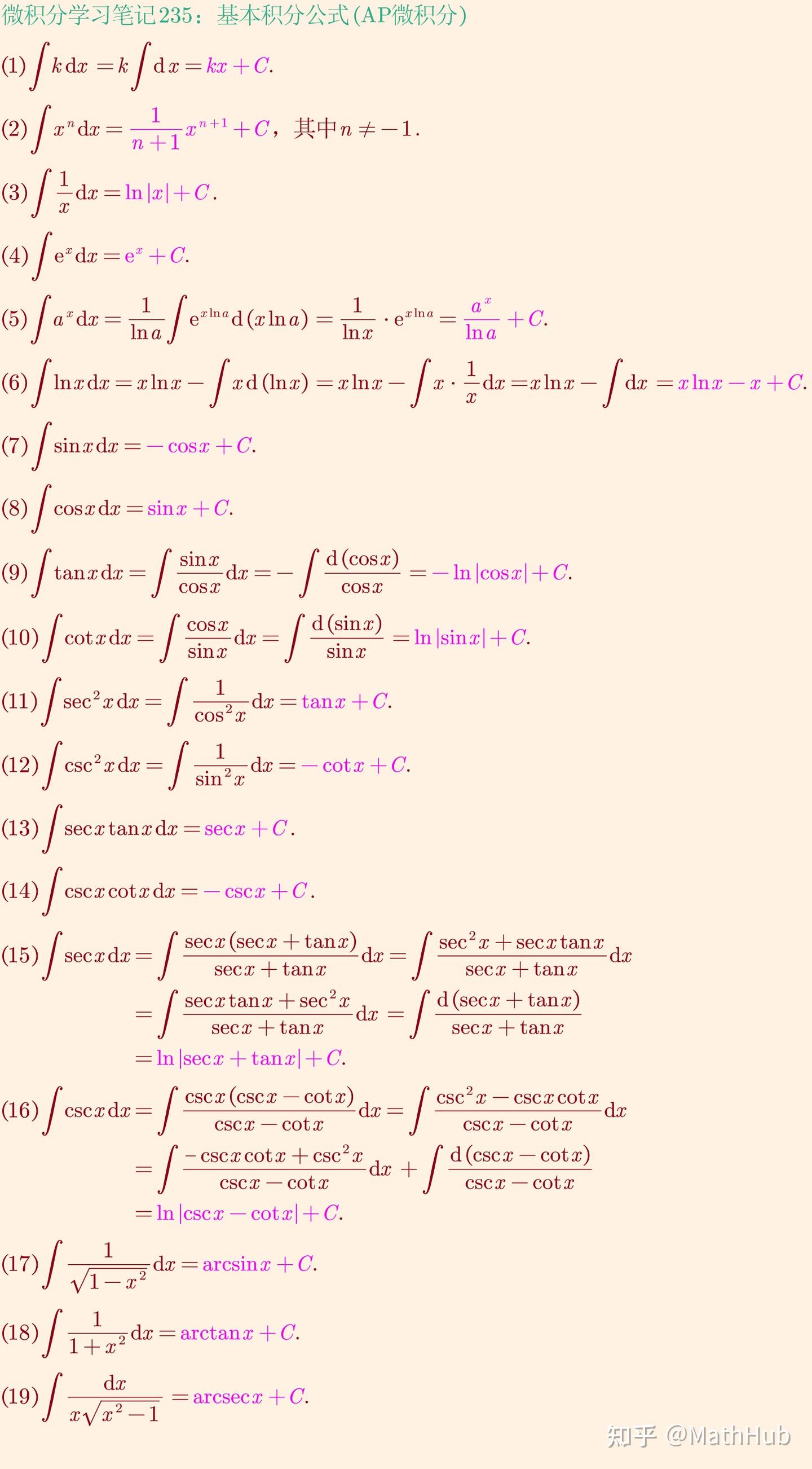 微积分学习笔记235：基本积分公式(AP微积分) - 知乎