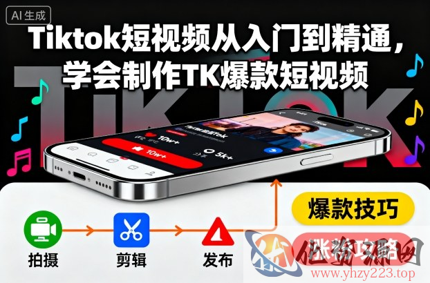 Tiktok短视频从入门到精通，学会制作TK爆款短视频