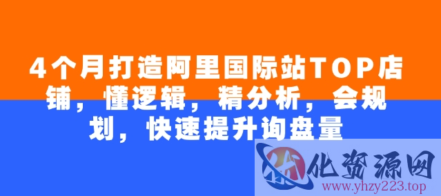 4个月打造阿里国际站TOP店铺，懂逻辑，精分析，会规划，快速提升询盘量
